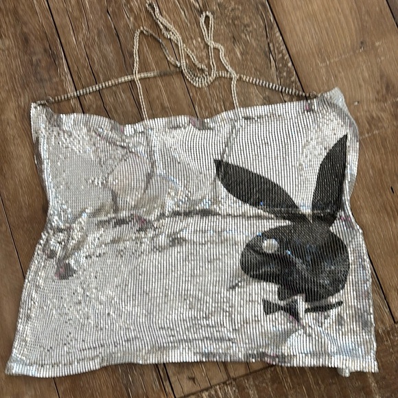 Missguided Tops - Playboy X Missguided Chainmail Metallic Top NWT